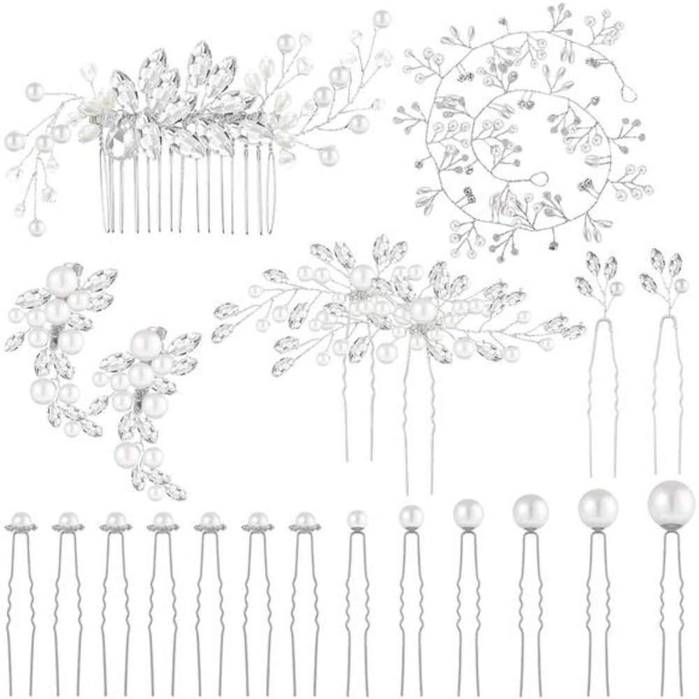 44 Pieces Wedding Hair Comb Faux Pearl Crystal Bride Hair Accessories Hair Side